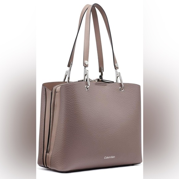 Calvin Klein Handbags - NWT Calvin Klein Garnet Triple Compartment Tote Bag in Taupe